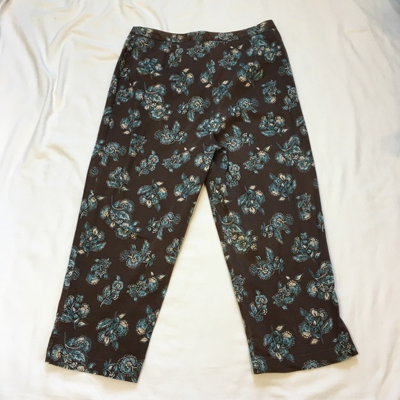 VTG Y2K Axcess Brown Floral Print Capris, 10 - Picture 2 of 6